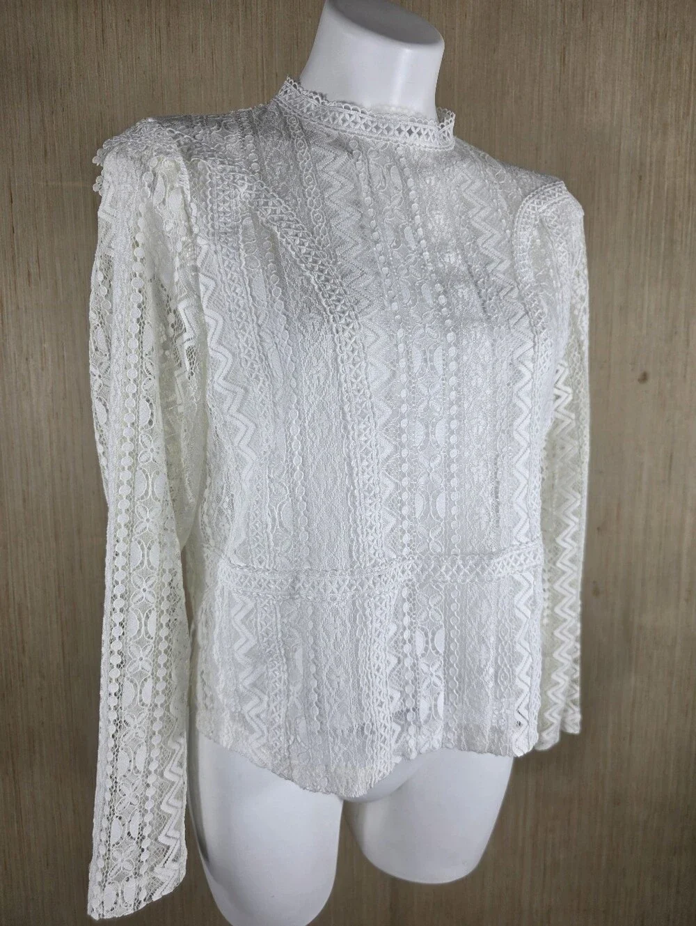 ZARA White Lace Top L Lined Romantic Victorian Cottagecore NWOT Coquette Fairy